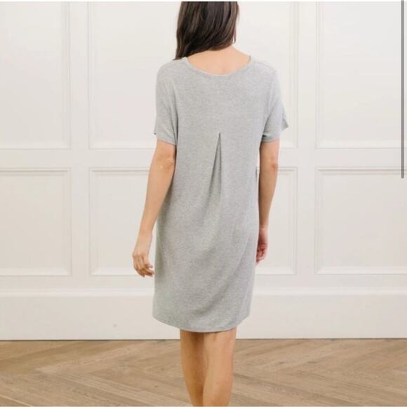 Cozy Earth Bamboo Rib Knit Boyfriend Short Sleeve‎ Sleep Shirt Dress Size Medium - Picture 2 of 11